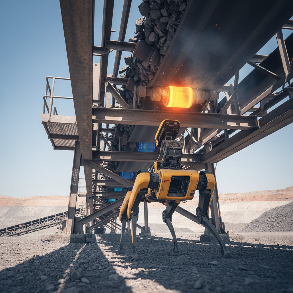 Ground robot patrolling a conveyor line to predict idler failures